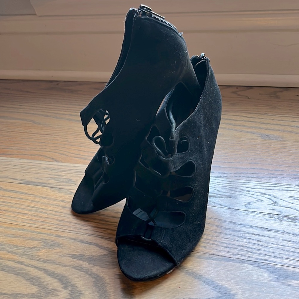 Black suede lace up Lea heel
